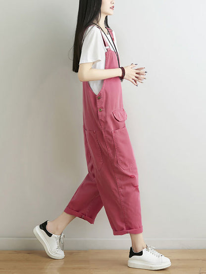 Summer Frayed Loose Jumpsuits Cc014