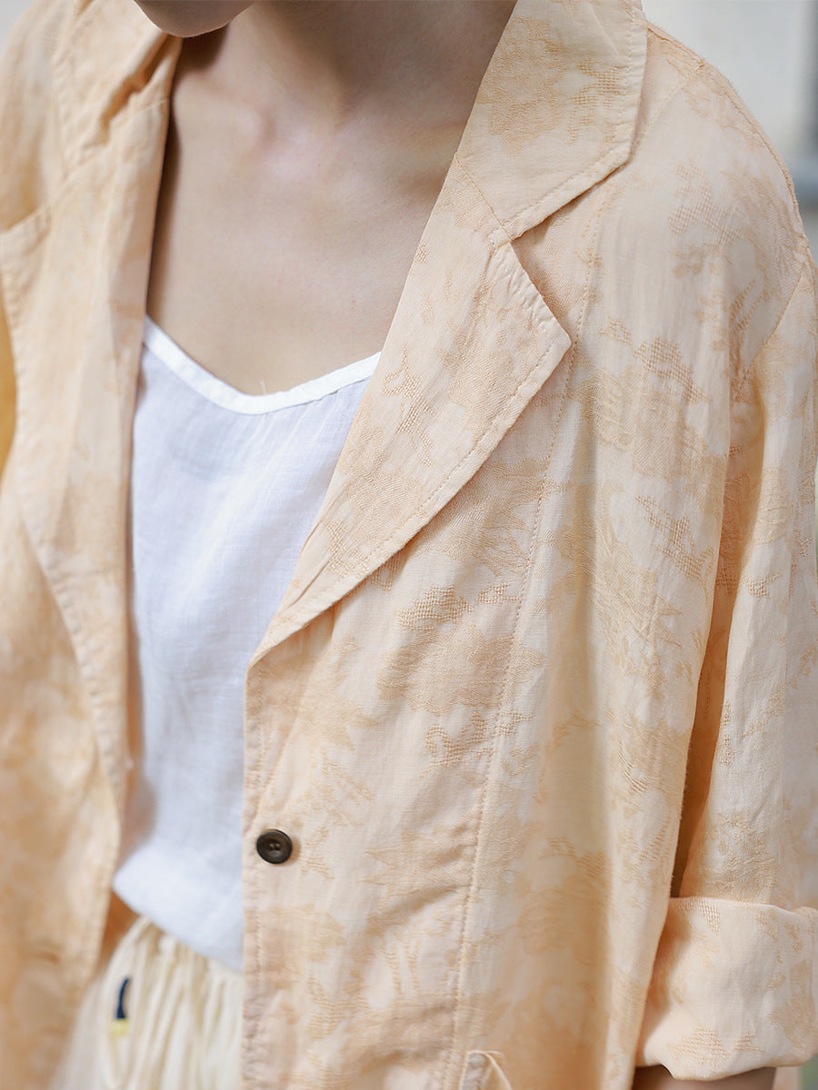 Summer Artsy Button Jacquard Shirt Coat Cc029