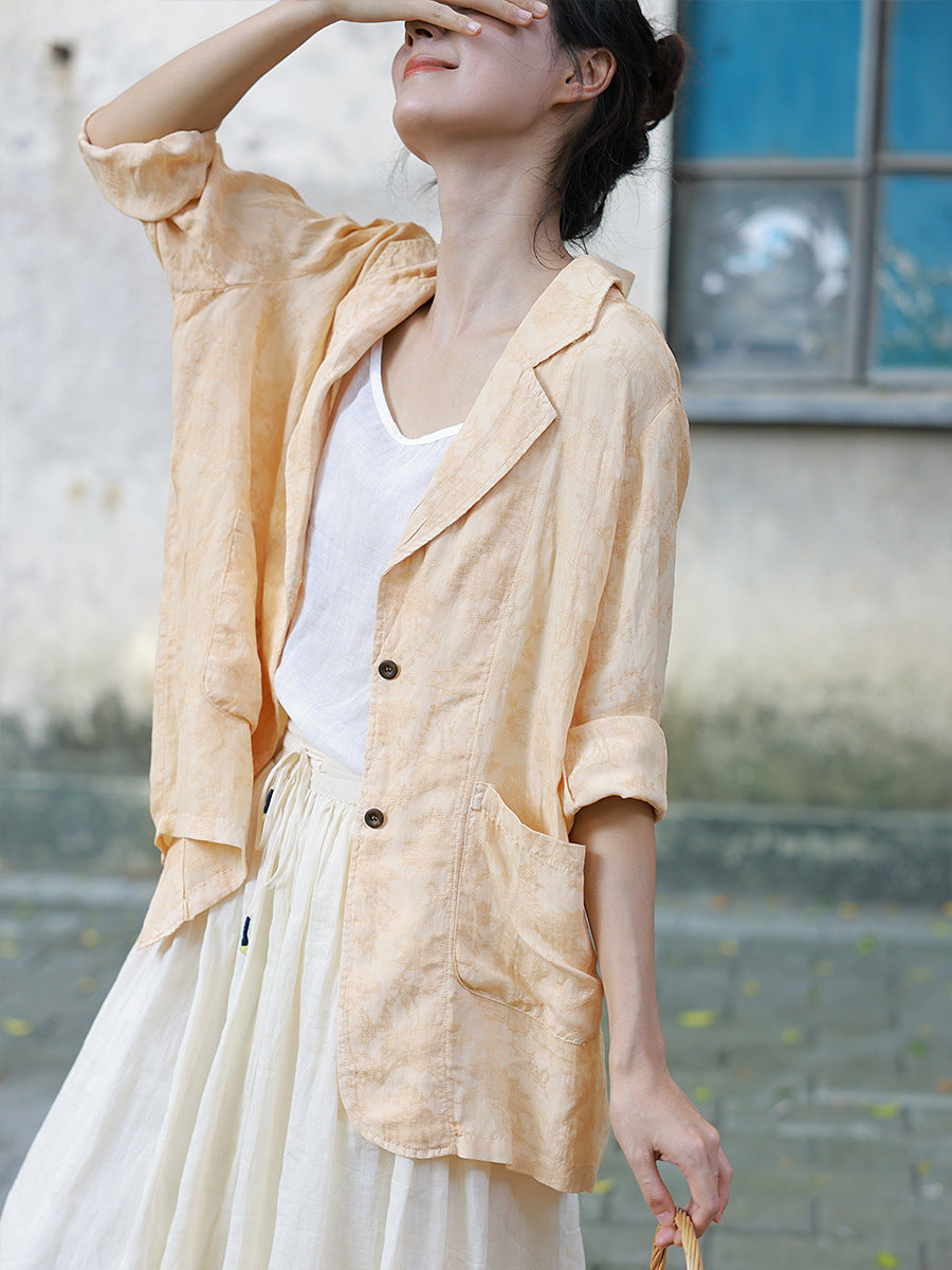 Summer Artsy Button Jacquard Shirt Coat Cc029