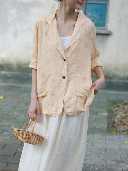 Summer Artsy Button Jacquard Shirt Coat Cc029