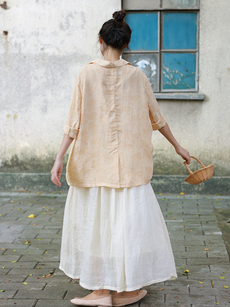 Summer Artsy Button Jacquard Shirt Coat Cc029