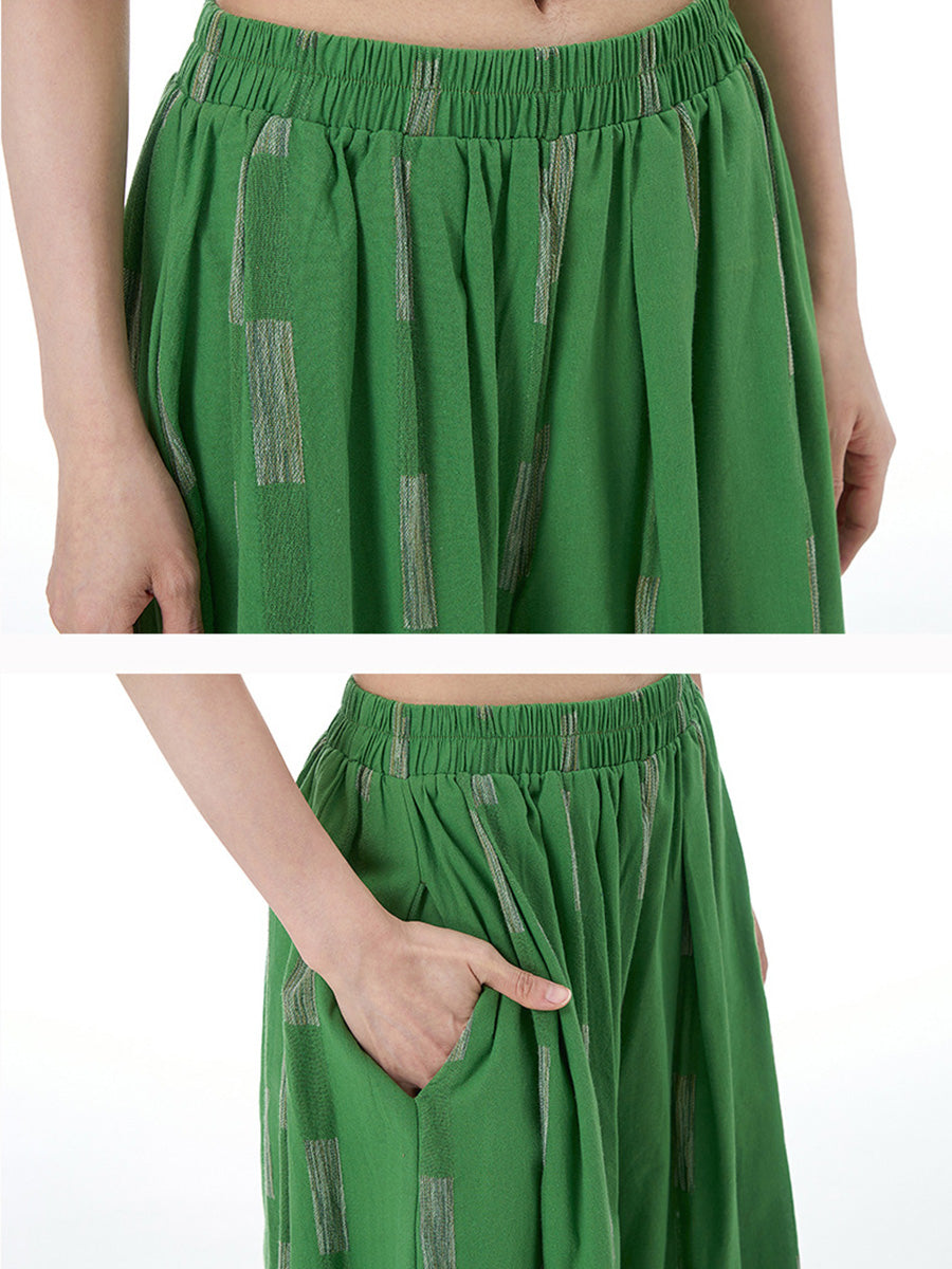 Summer Print Wide-leg Cotton Pants Fd033