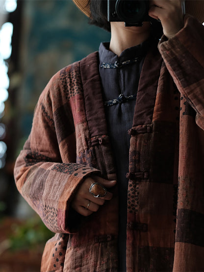 Winter Plaid Print 100%cotton Coat At1017