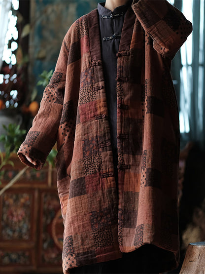 Winter Plaid Print 100%cotton Coat At1017