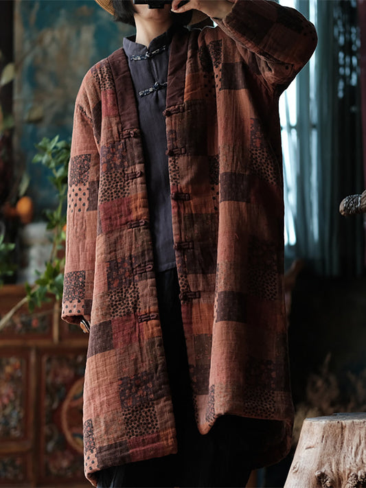Winter Plaid Print 100%cotton Coat At1017