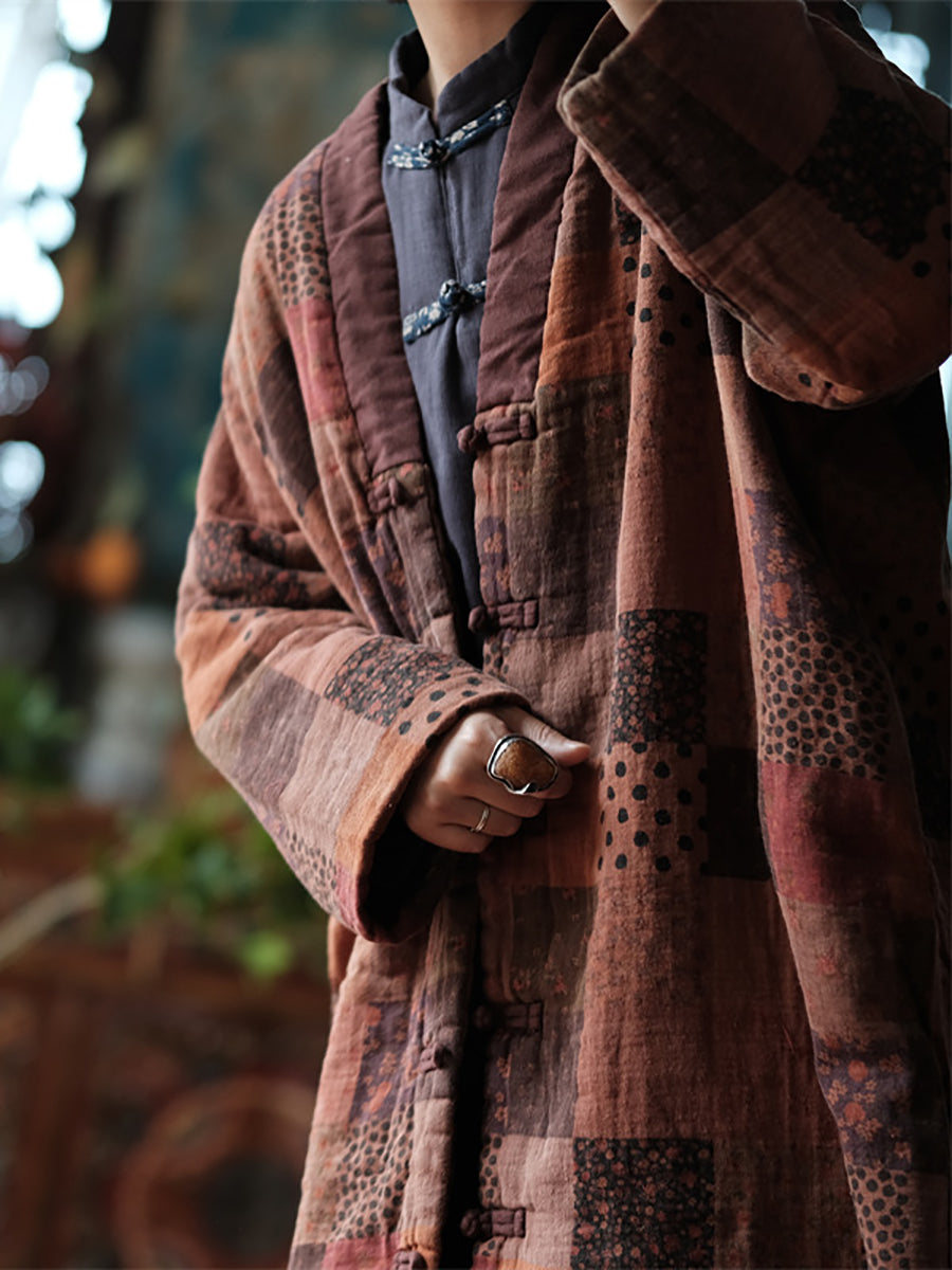 Winter Plaid Print 100%cotton Coat At1017