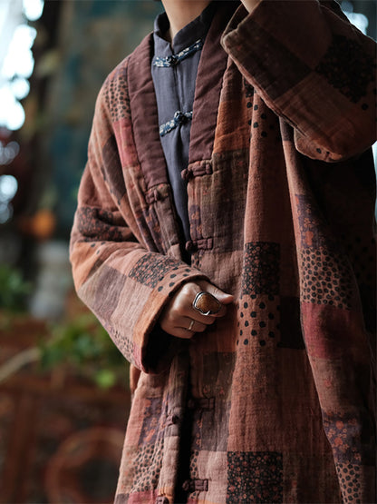 Winter Plaid Print 100%cotton Coat At1017