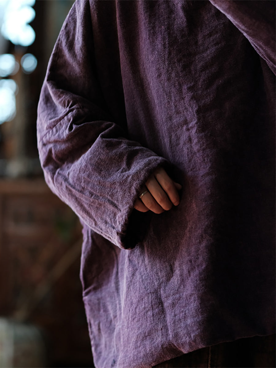 Retro Stand Collar Cotton Linen Coat As1046