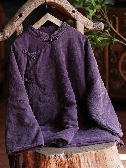Retro Stand Collar Cotton Linen Coat As1046