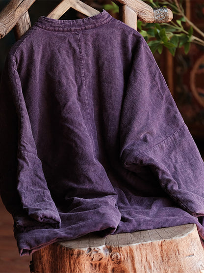 Retro Stand Collar Cotton Linen Coat As1046