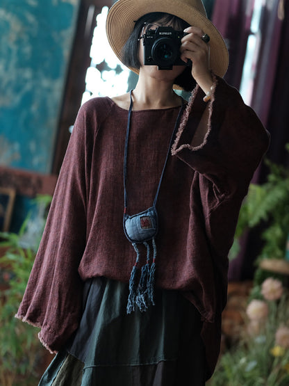 Raw-edge Loose Cotton Blouse As1045