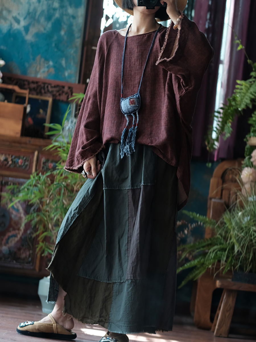 Raw-edge Loose Cotton Blouse As1045