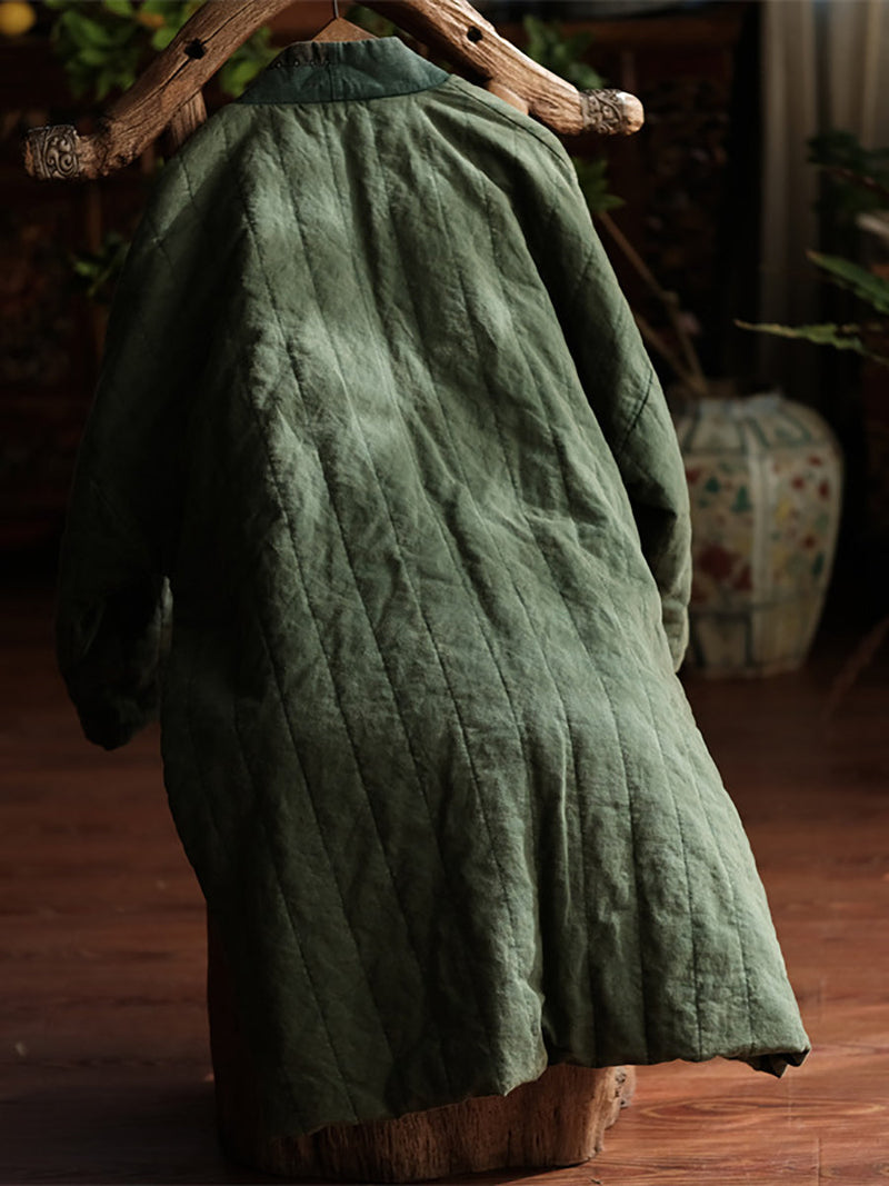 Winter Colorblock Pocket Cotton Long Coat As1029