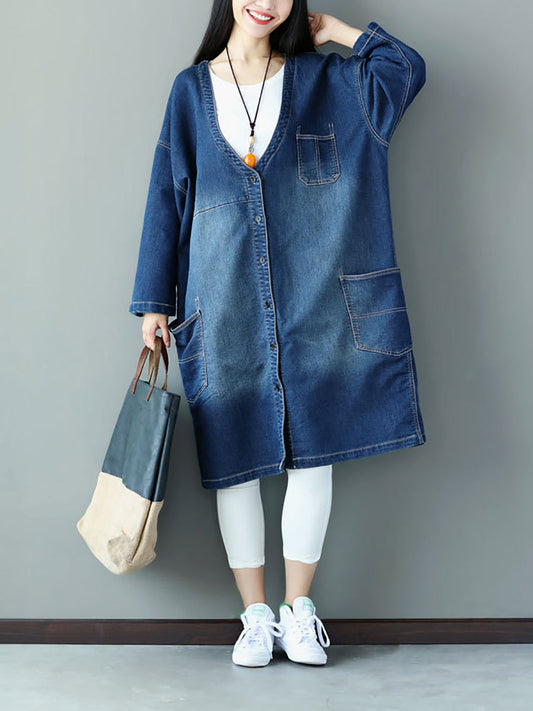 Autumn Flower Patch Back Denim Coat As1021