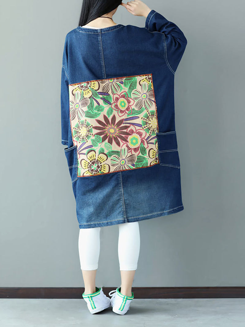 Autumn Flower Patch Back Denim Coat As1021