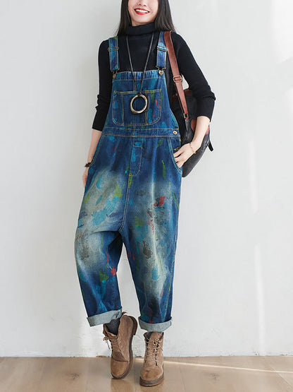 Summer Watercolour Denim Jumpsuits At1055