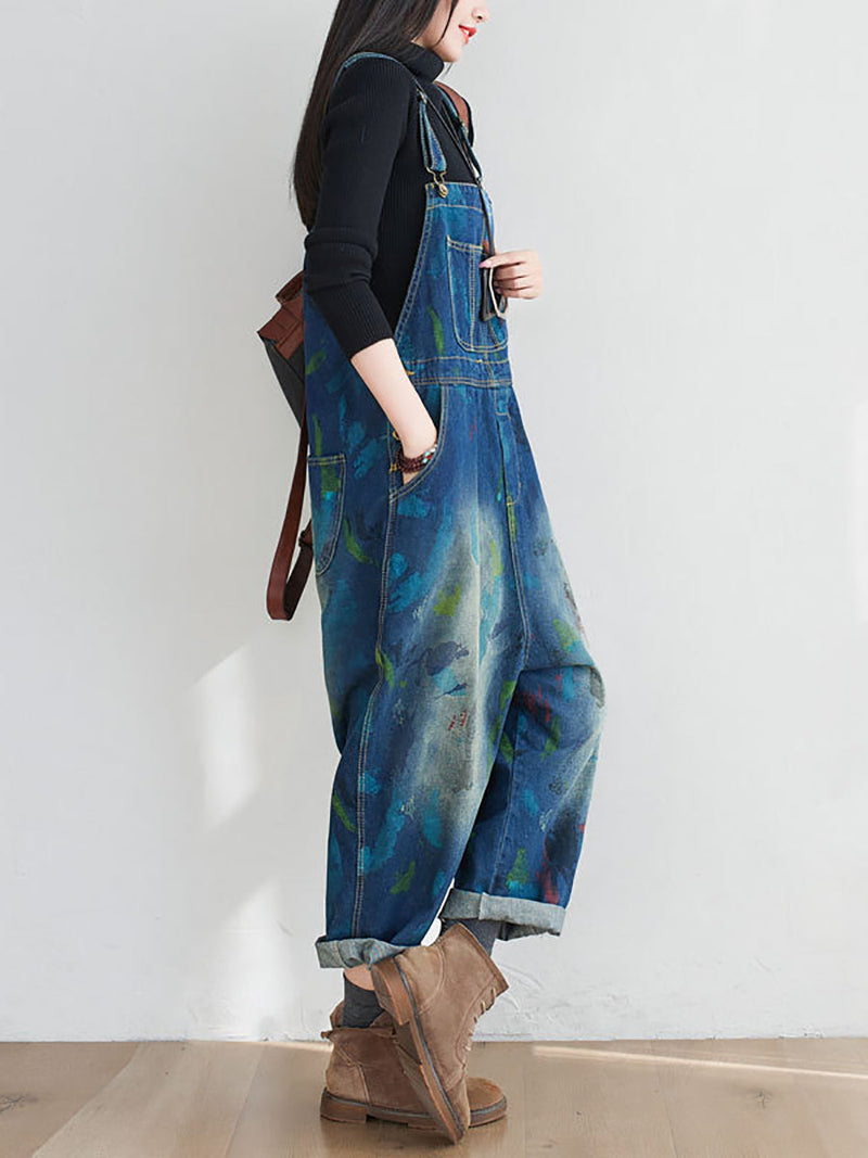 Summer Watercolour Denim Jumpsuits At1055