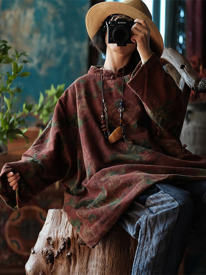 Autumn Flower 100%cotton Loose Coat At1050