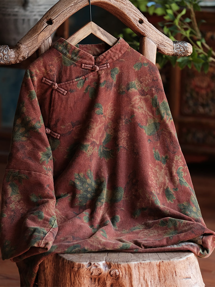 Autumn Flower 100%cotton Loose Coat At1050