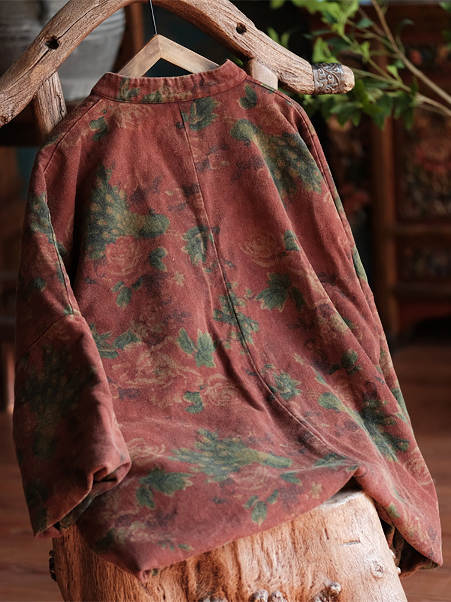 Autumn Flower 100%cotton Loose Coat At1050