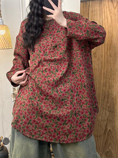 Artsy O-neck Loose 100%cotton Blouse At1036