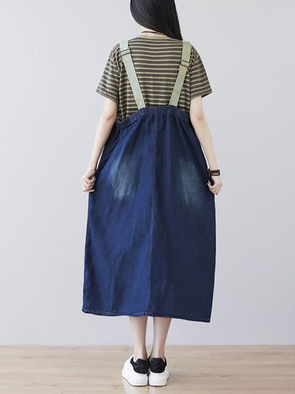 Washed Denim Wide-leg Jumpsuits At1041