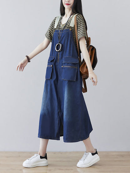 Washed Denim Wide-leg Jumpsuits At1041