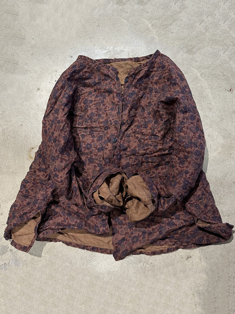 Autumn Artsy Button O-neck Linen Blouse Rr006