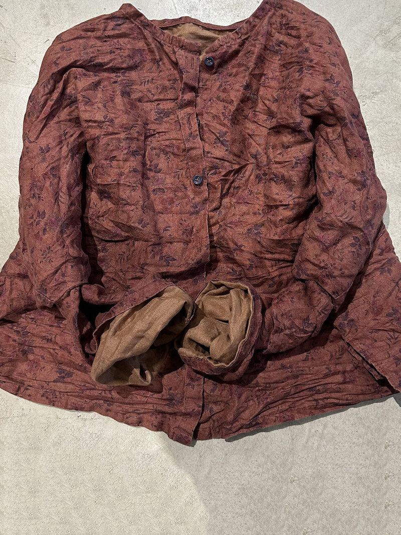 Autumn Artsy Button O-neck Linen Blouse Rr006