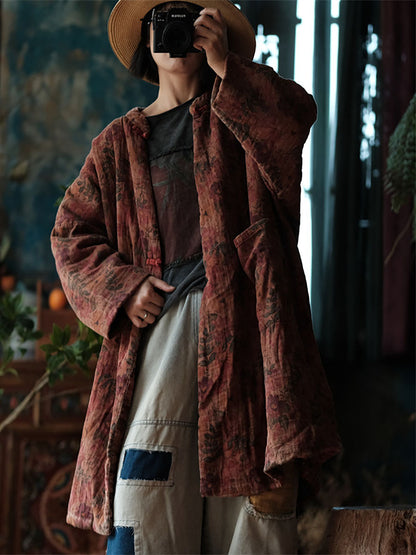 Autumn Flower 100%cotton Long Coat At1006