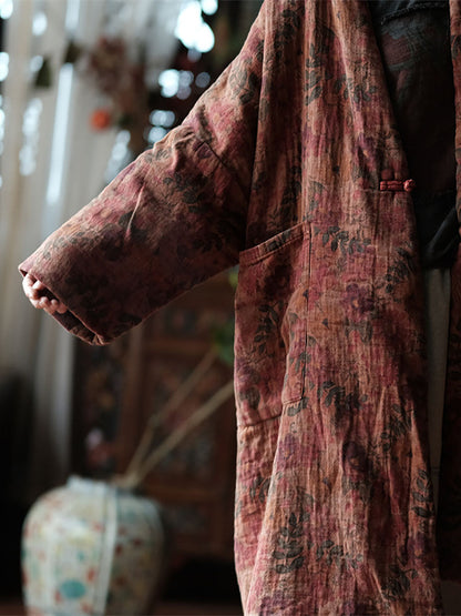 Autumn Flower 100%cotton Long Coat At1006