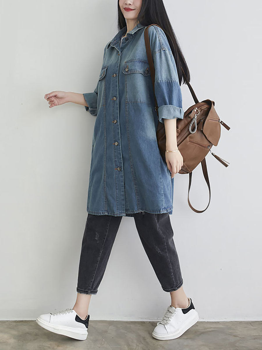 Autumn Pocket Denim Shirt Coat As1001