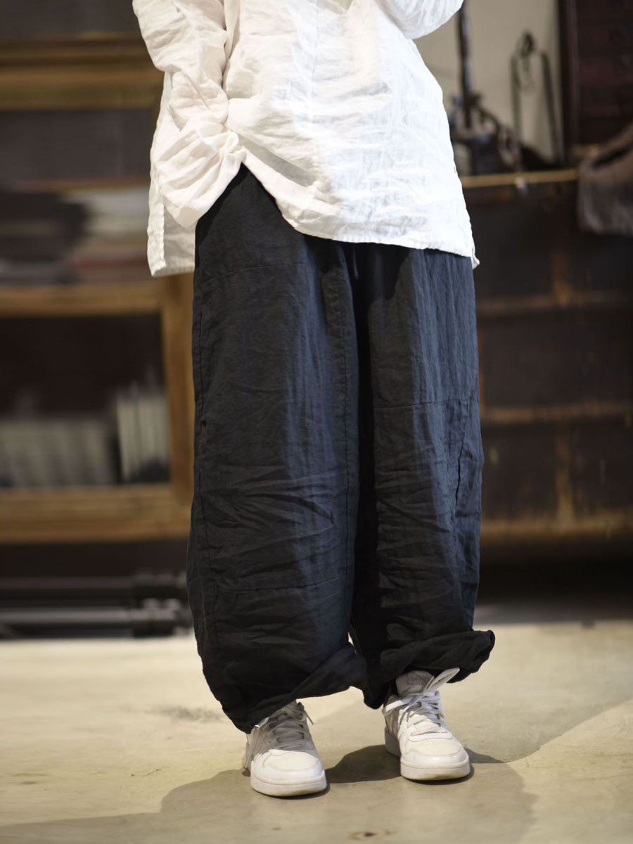 Artsy Loose Ramie Wie-leg Pants As1002