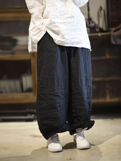 Artsy Loose Ramie Wie-leg Pants As1002