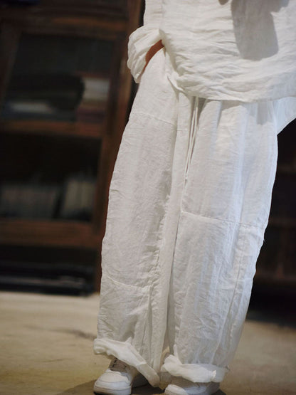 Artsy Loose Ramie Wie-leg Pants As1002