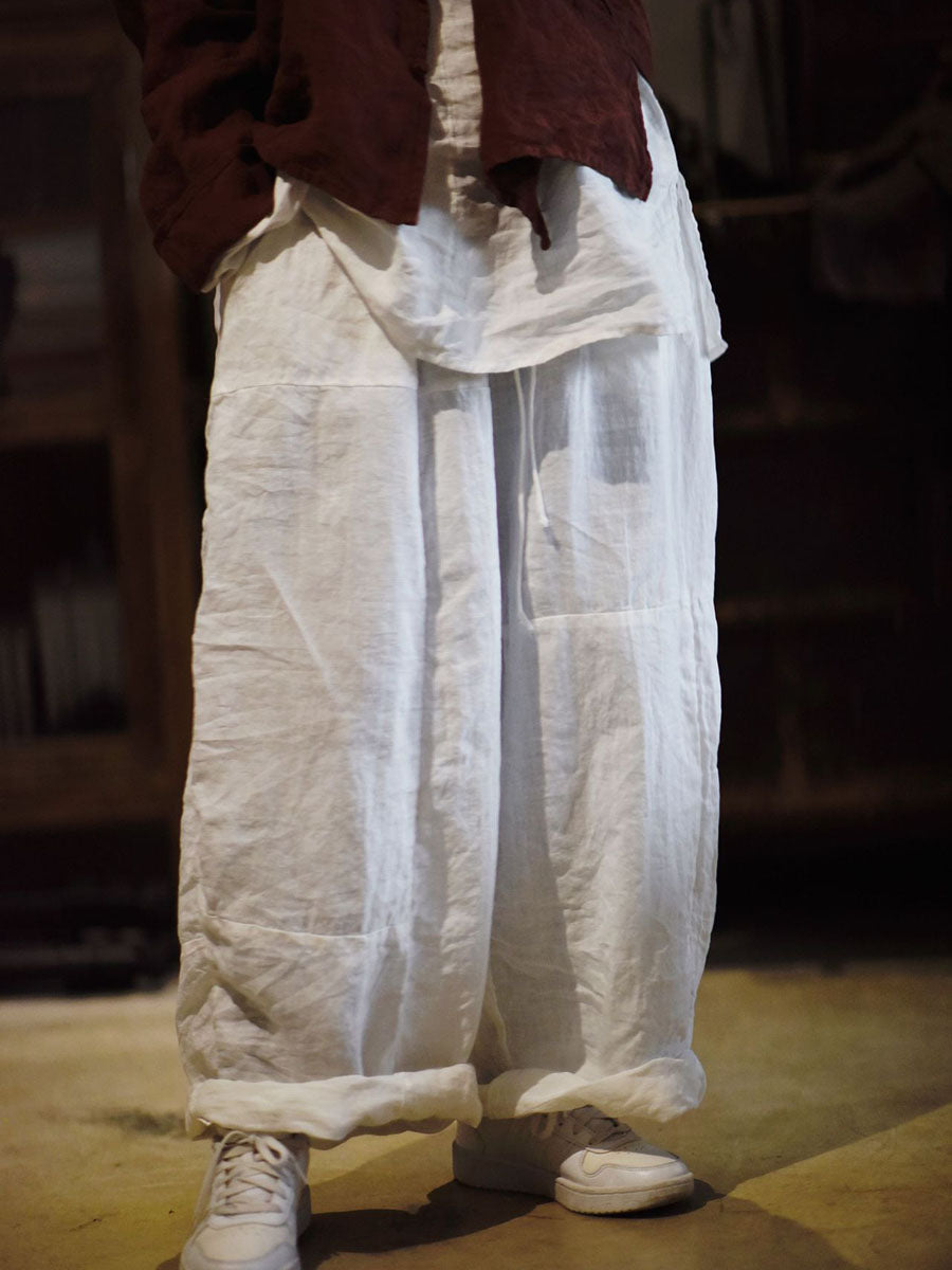 Artsy Loose Ramie Wie-leg Pants As1002