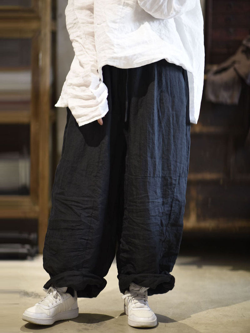 Artsy Loose Ramie Wie-leg Pants As1002