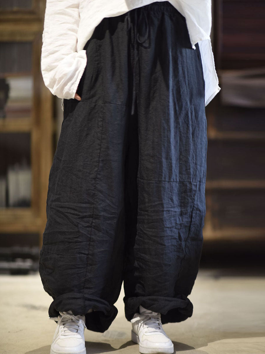 Artsy Loose Ramie Wie-leg Pants As1002