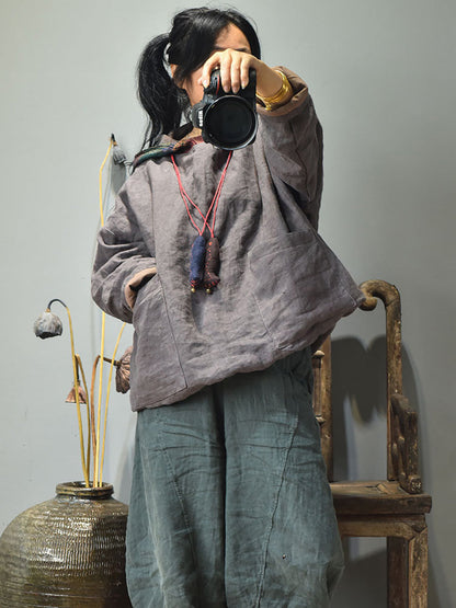Winter Colorblock Hooded Linen Padded Coat At1094