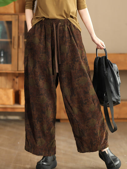 Autumn Flower Strap Corduroy Harem Pants Ai1036
