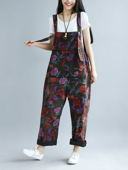 Summer Artsy Flower Pocket Loose Jumpsuits Ai1009