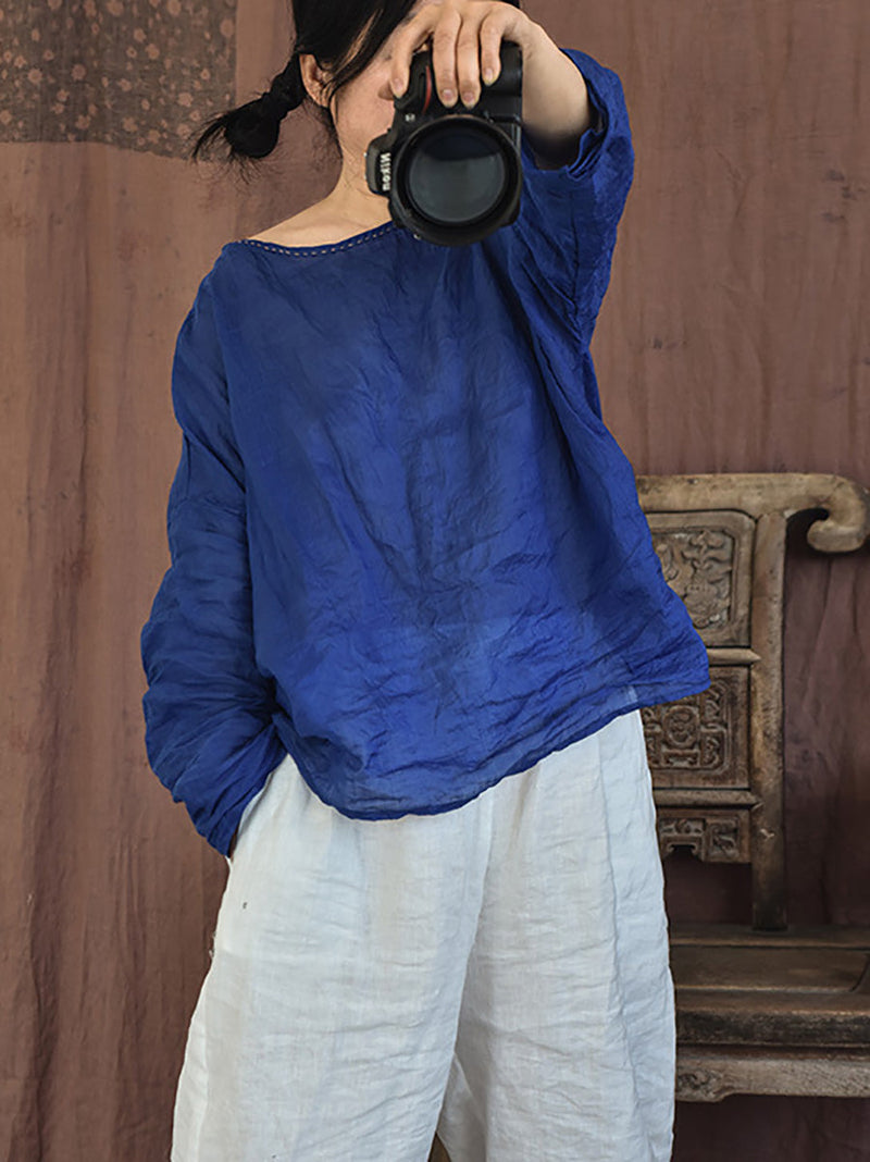 Summer Stitching Ramie Blouse Ai1007