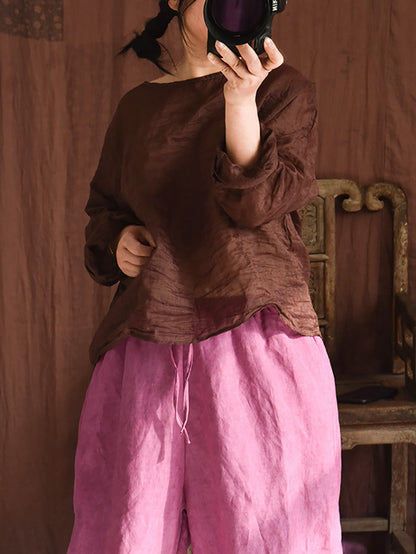 Summer Stitching Ramie Blouse Ai1007