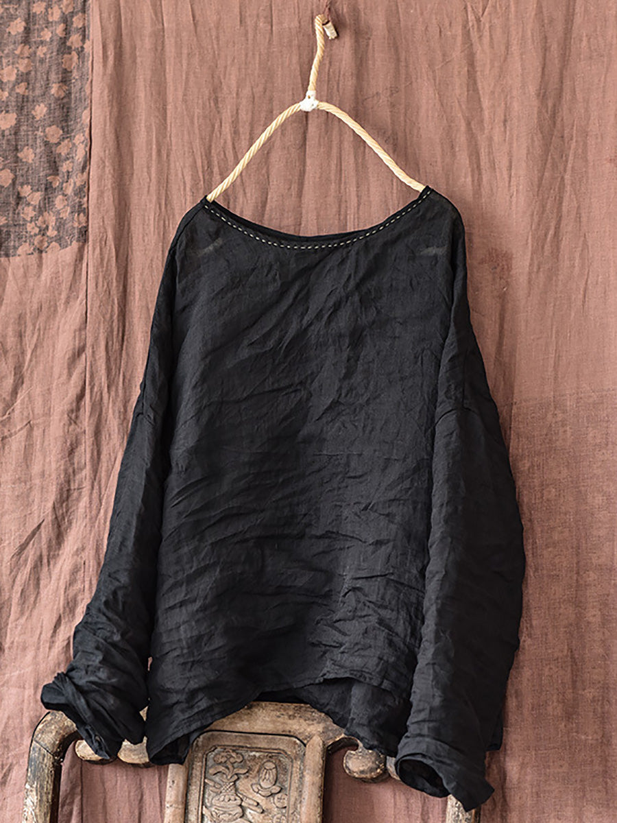 Summer Stitching Ramie Blouse Ai1007