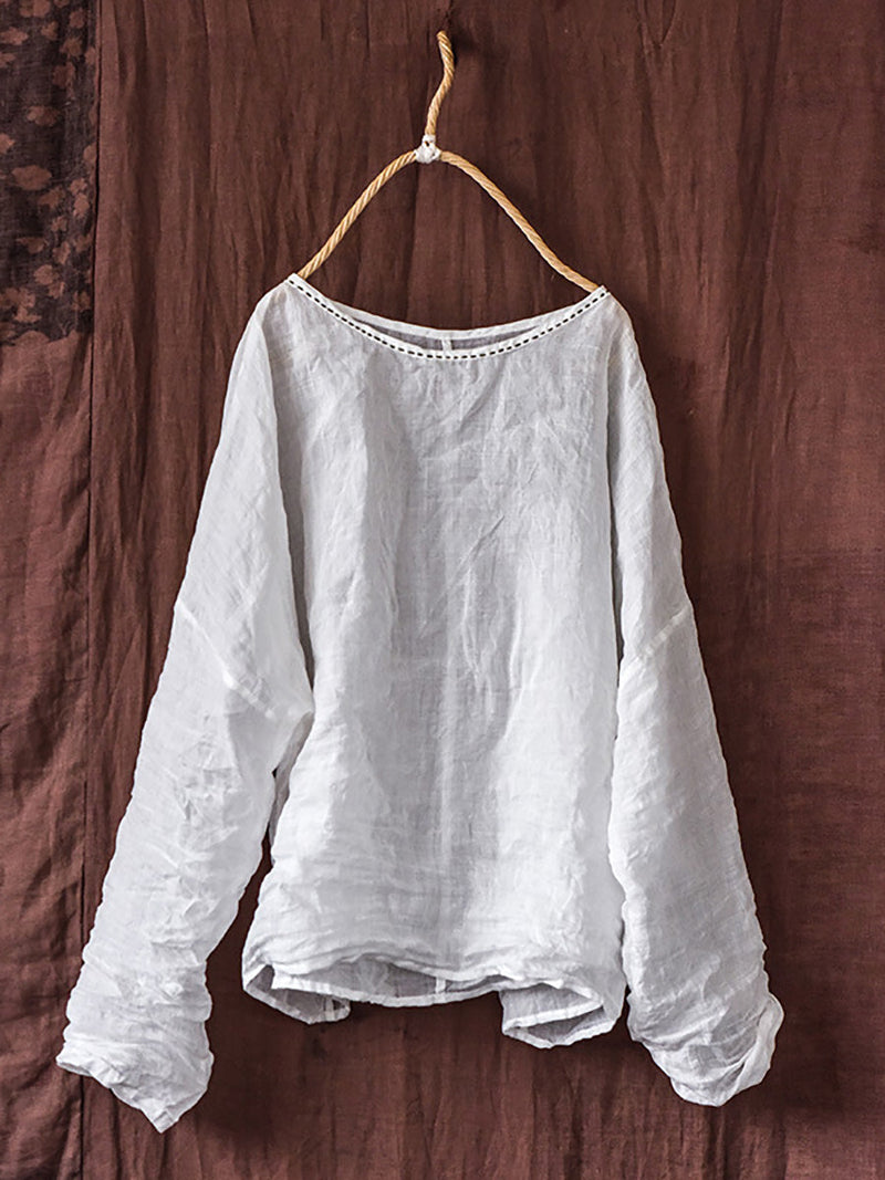 Summer Stitching Ramie Blouse Ai1007