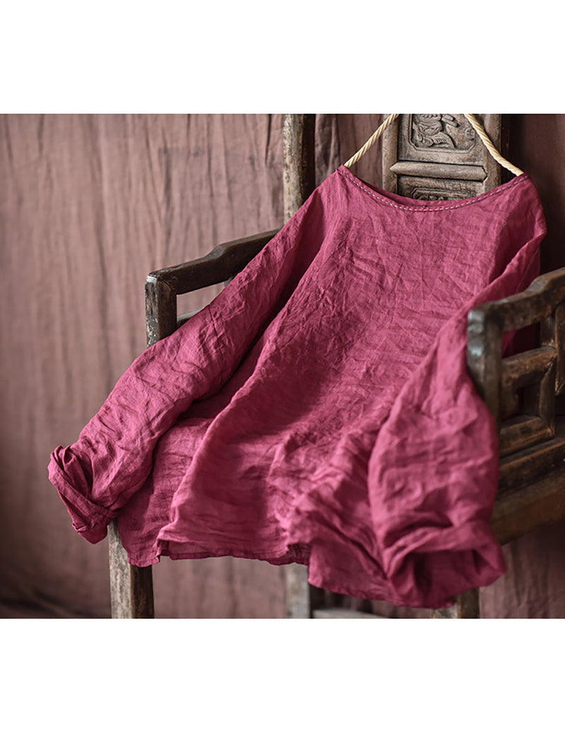 Summer Stitching Ramie Blouse Ai1007