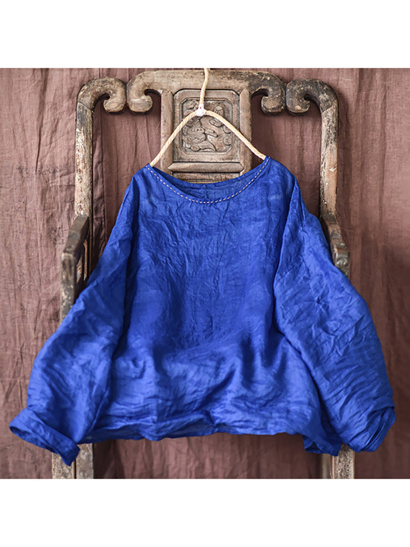 Summer Stitching Ramie Blouse Ai1007