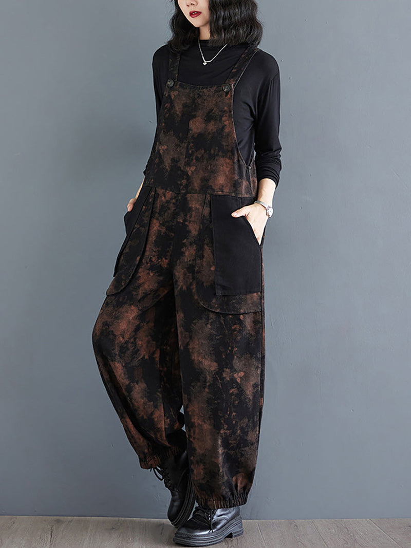 Autumn Flower Colorblock Denim Jumpsuits Ai1039