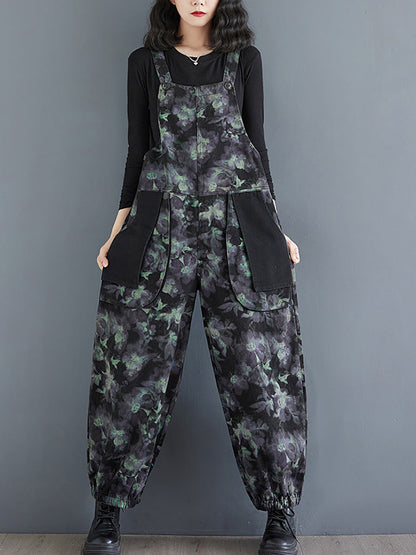 Autumn Flower Colorblock Denim Jumpsuits Ai1039