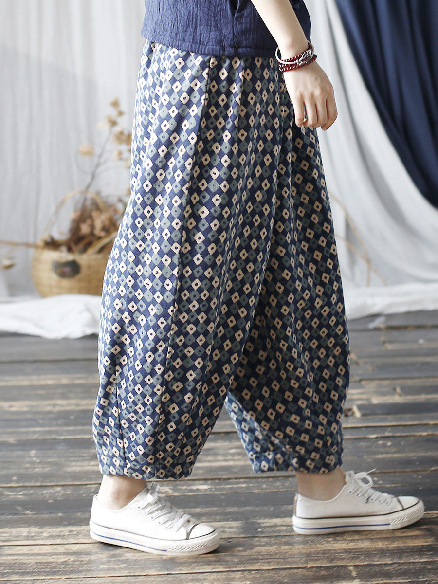 Autumn Artsy Lattice Cotton Harem Pants Ah1035